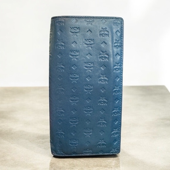 MCM Blue Embossed Bifold Long Wallet - Picture 12 of 16